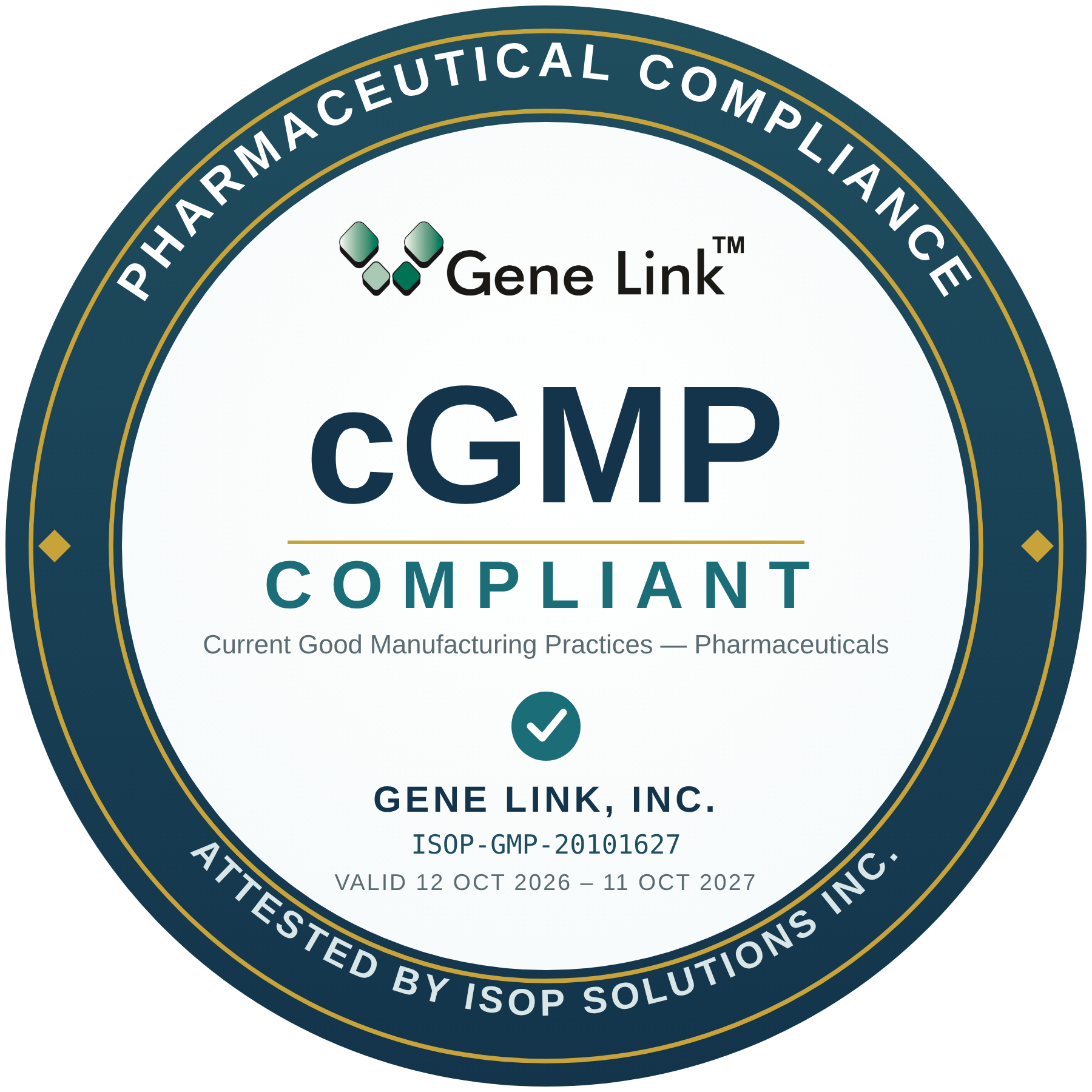 cGMP compliant (Pharmaceuticals) — view certificate